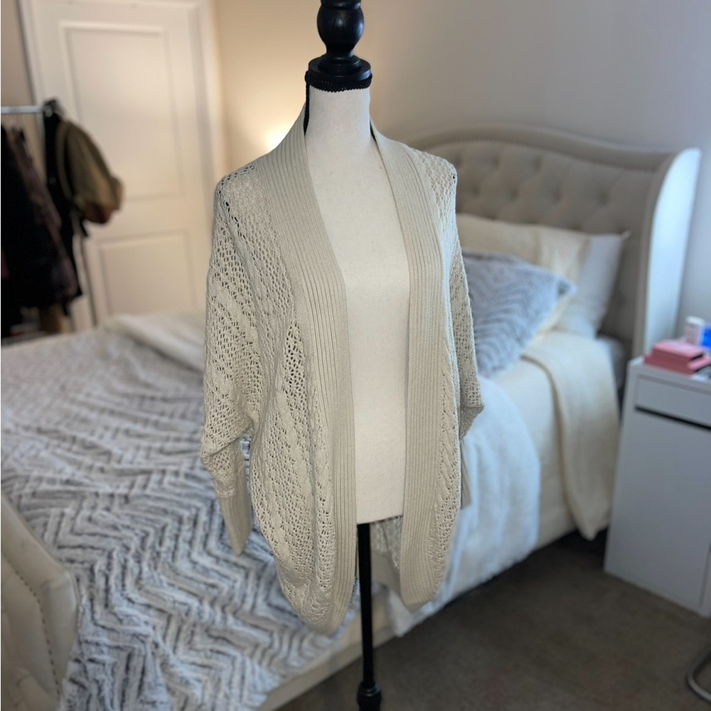 Cream Crochet Knit Cream Cardigan